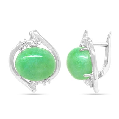 Серьги из серебра нефрит, СПН4204