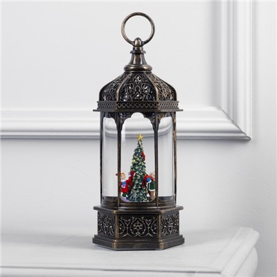 Светодиодная фигура «Фонарь с детьми и ёлкой» 13×28.5×12 см, пластик, батарейки ААх3 (не в комплекте), USB, свечение тёплое белое