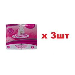 Fluffy Bunny Eco туалетная бумага 4 рулона 2-х слойная белая 3шт