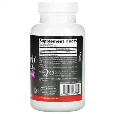 Jarrow Formulas, Q-absorb Co-Q10, 100 мг, 120 капсул