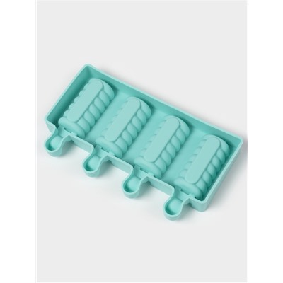 Форма для мороженого Доляна «Моника», силикон, 19.5×11 см, 4 ячейки (6.7×3.2 см), МИКС