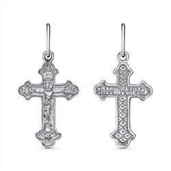 Крест из серебра родированный - 3 см 925 пробы К3-481р