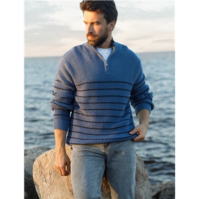 Свитер фактурной крупной вязки с металлической молнией