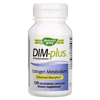 Nature's Way, DIM-plus, метаболизм эстрогенов, 120 вегетарианских капсул