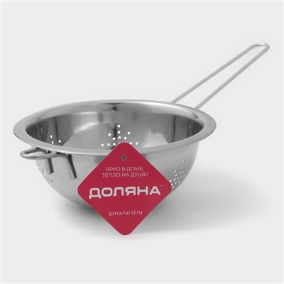 Дуршлаг Доляна, 900 мл, d=18 см, толщина 0.3 мм, длинная ручка, нержавеющая сталь