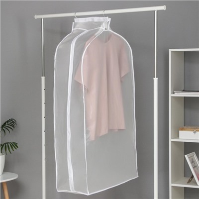 Чехол для одежды Доляна, плотный, объёмный, 60×110×30 см, белый
