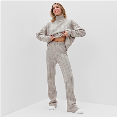 Костюм женский (джемпер, брюки) MINAKU: Knitwear Collection, размер 42-44, капучино