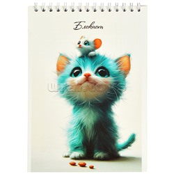 Блокнот 32л. А5 клетка "Котенок и мышонок" на гребне