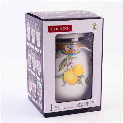 60168 Банка для сыпучих 900мл Лимонный праздник доломит/металл LR (х24)