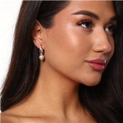 Серьги ювелирная бижутерия коллекция "Дубай" позолота, цвет камня: зеленый, арт.947.327