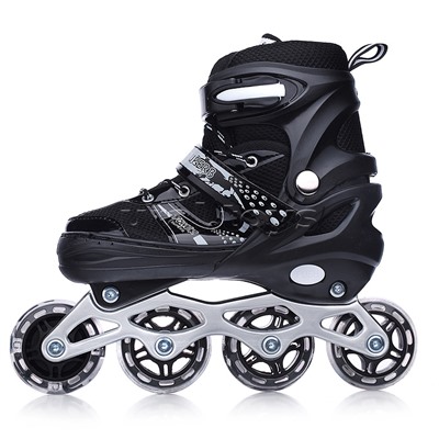 Ролики детские, размер S, черные (со шлемом и защитным снаряжением)