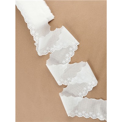 Кружево шитьё «Цветочки», 80 мм, 13.7±1 м, белое