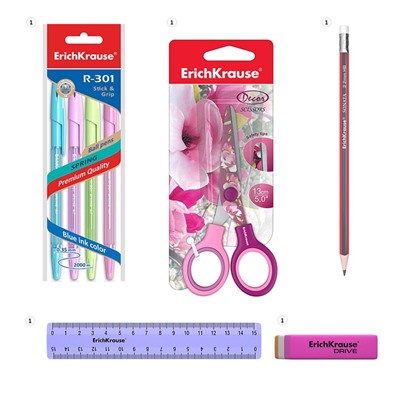 Набор настольный ErichKrause Mini Desk Pastel, 8 предметов, вращающийся, фиолетовый