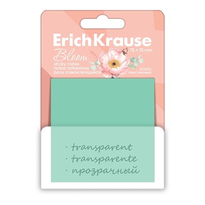Блок с липким краем пластиковый 75X75 мм, ErichKrause "Pastel Bloom", 50 листов, микс