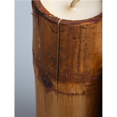 УЦЕНКА Свеча в бамбуке тройная, 14×15×30 см, 100 мл, цв. бежевый