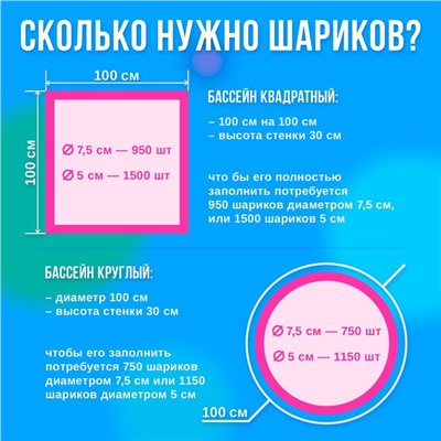 Шарики для сухого бассейна «Перламутровые», диаметр шара 7,5 см, набор 50 штук, цвет розовый, голубой, белый, зелёный