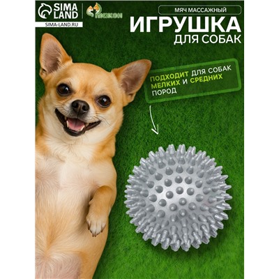 Игрушка для собак «Мяч массажный», 9 см, пластикат, цвет МИКС