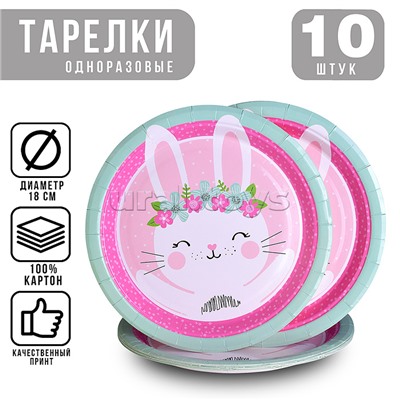Набор посуды одноразовой "Зайка" тарелки (10 шт.)