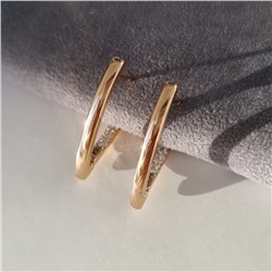 Серьги галочки коллекция "Xuping" покрытие позолота, вставка: фианиты, цвет: прозрачный, Х000445190, арт.001.846