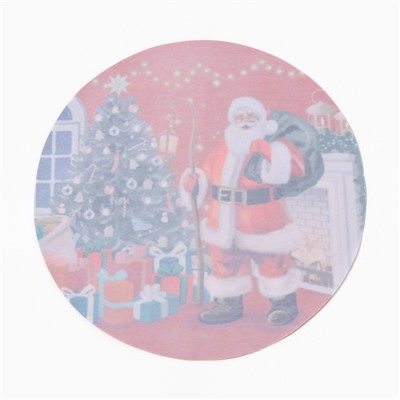 Набор салфеток сервировочных на стол «Этель. Санта», 4 шт., красные, круглые, d=30 см