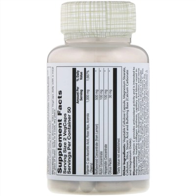 Solaray, Super Bio Vitamin C, витамин C медленного высвобождения, 100 вегетарианских капсул