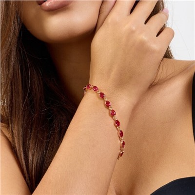 Браслет на руку ювелирная бижутерия коллекция "Дубай", вставка: фианиты, цвет: рубиновый, арт.414.087