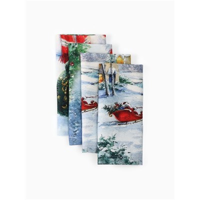 Набор новогодних салфеток «Этель. Рождественский вечер», 40×40 см - 4 шт., 100% хлопок, саржа 190 г/м²