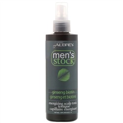 Aubrey Organics, Men’s stock, энергетический тоник для кожи головы, с женьшенем и биотином, 8 жидких унций (237 мл)