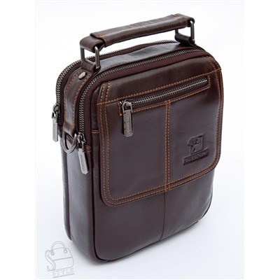 Сумка мужская кожаная 632M brown Fuzhiniao в Новосибирске