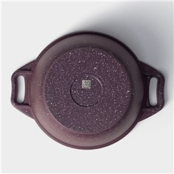 Кастрюля KUKMARA Trendy style, 1 л, d=16 см, h=9 см, антипригарное покрытие, стеклянная крышка, литой алюминий, фиолетовая