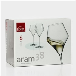 Набор бокалов для вина ARAM, 380 мл, хрустальное стекло, 6 шт