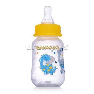 Бутылочка приталенная с 2-мя силиконовыми сосками без ручек "Зверята" 125 мл