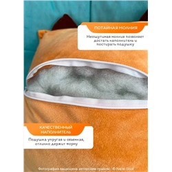 Декоративная Подушка Кот 35х35, оранжевая