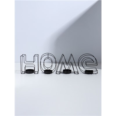Подсвечник металлический на 4 свечи TAKE IT EASY, Home, 13.5×42 см, чёрный