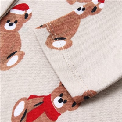 Боди детское с длинным рукавом «Крошка Я. Новогодние медвежата», рост 80-86 см, бежевое