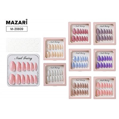 Ногти накладные, 12 шт 8цв. ассорти блист.коробка M-20609 Mazari
