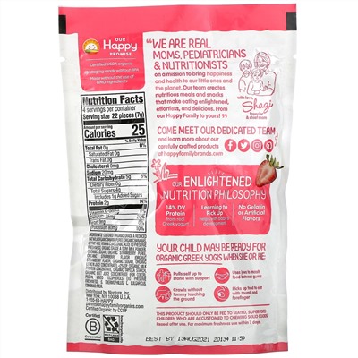 Happy Family Organics, органический греческий йогурт, клубника и банан, 28 г (1 унция)