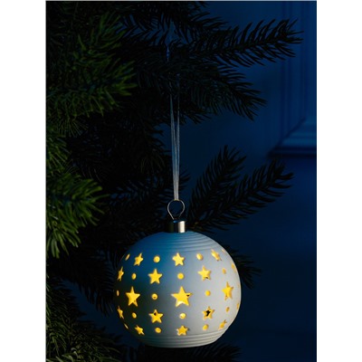 Ёлочный шар «Звёздное небо», 9×9×9.8 см, 1 LED, керамика, от батареек LR44×2, свечение тёплое белое