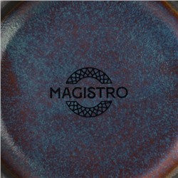 Миска Magistro Garland, 230 мл, d=12 см, фарфор, синяя, коричневая