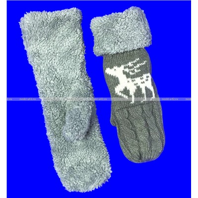 Варежки женские двойные внутри с мехом арт. А 116