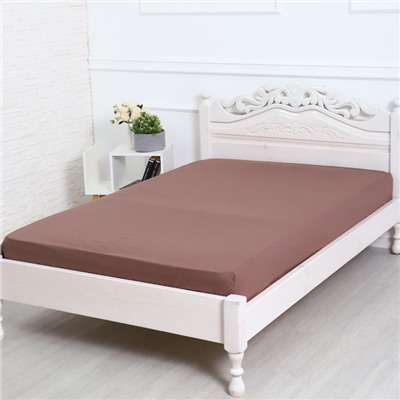 Простыня на резинке 1.5-спальная «Атра», 140×200+20 мокко, бязь