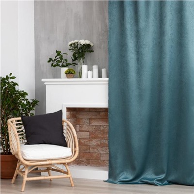 Штора портьерная «Этель. Классика», бирюзовая, 270×300 см