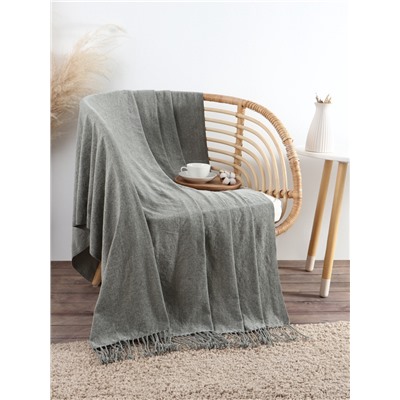 Плед с бахромой «Этель» Deep green, 135×180 см, зелёный