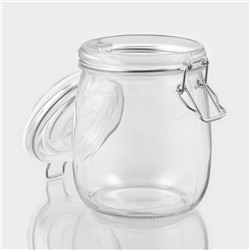 Банка для хранения сыпучих продуктов Доляна «Оптима», 900 мл, 10,5×13,5 см, стекло, с бугельным замком