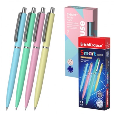 Ручка автоматическая шариковая 0.7мм "Smart® Пастель" 55389 синяя  технология суперскольжения ErichKrause