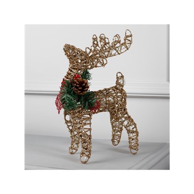 Светодиодная фигура «Олень золотистый» 36×20×10 см, металл, батарейки ААх3 (не в комплекте), свечение тёплое белое