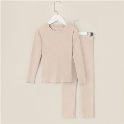 Пижама детская SL HOME, размер 32 (110-116 см), бежевая