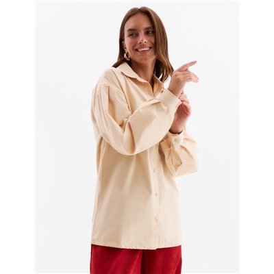 Рубашка женская с объёмными рукавами MINAKU: Casual Collection, размер 44, бежевая