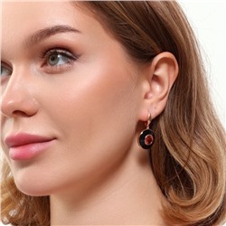 Серьги подвески ювелирная бижутерия коллекция "Дубай" покрытие позолота, вставка: цветная эмаль и крупный фианит, цвет: красно-оранжевый и черный, арт.215.347