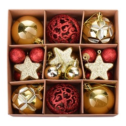 Набор новогодних украшений "Шарики и звездочки" 3-6см*27шт
